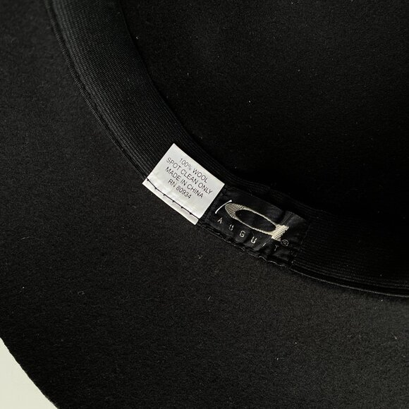 August Boho 100% Wool Black Floppy Wide Brim Hat with Studded Band main image 6